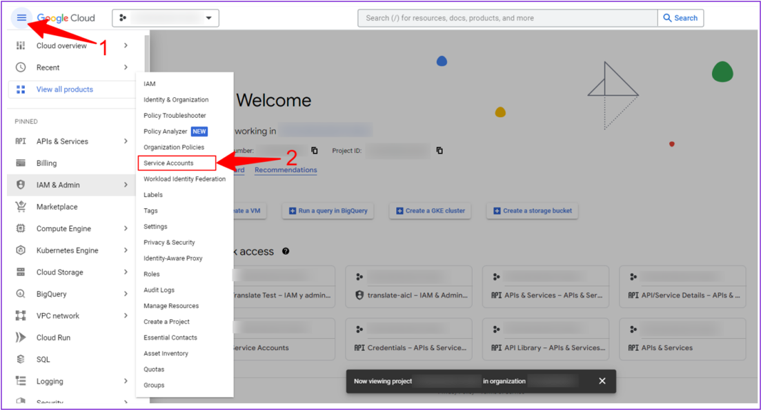 Select Service Account